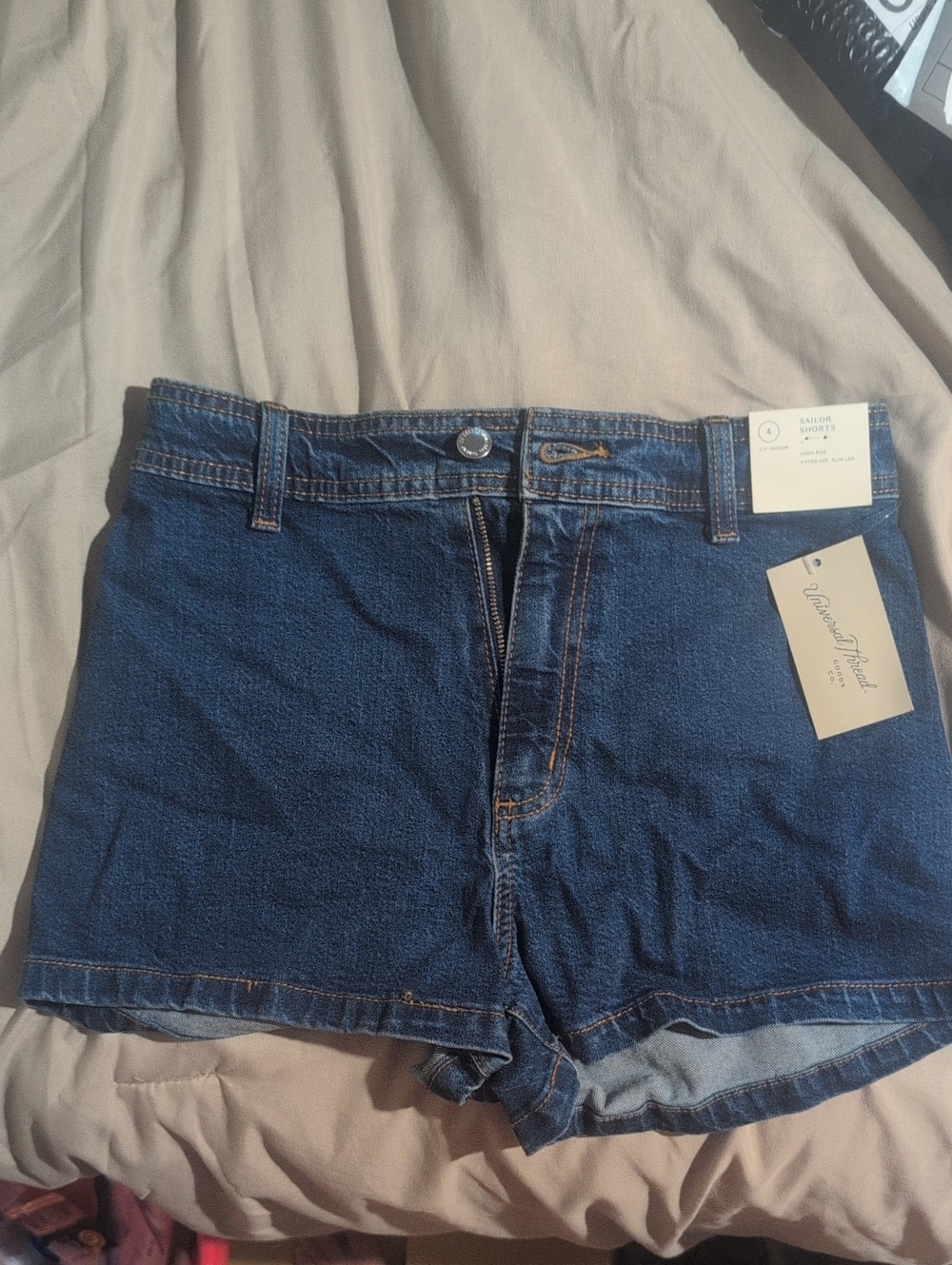 Universal Thread Dark Blue High-Rise Sailor Denim Shorts